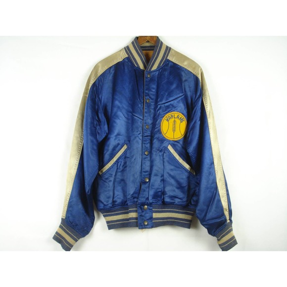 Size Fits M Vintage 60s Varsity Letterman Satin Baseball Jacket - Picture 1 of 9